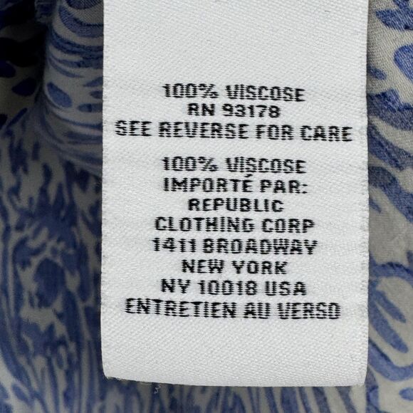 Magaschoni Blouse Womens XL Blue White Paisley Abstract Button Front Long Sleeve - Picture 11 of 12